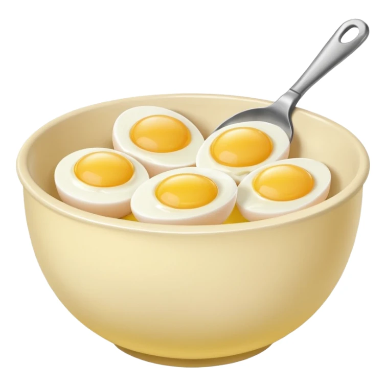 mixing bowl with uncracked eggs and butter sticker