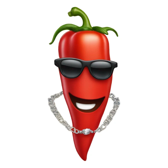 Red pepper with Mantel and sunglasses and necklace sticker