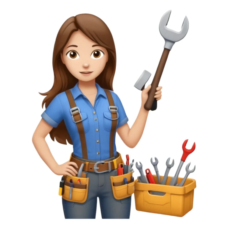 beautiful girl with long brown hair constructing new bedroom sticker