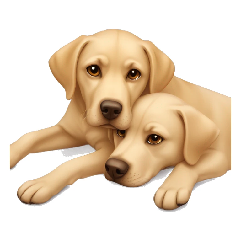 Blonde Labrador and brown Labrador lying on each other sticker