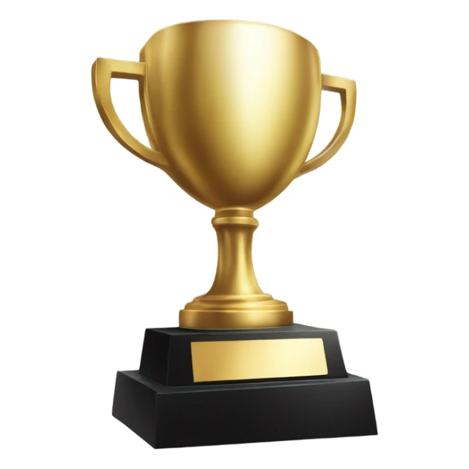 A championship trophy with 'Champion' written on it sticker