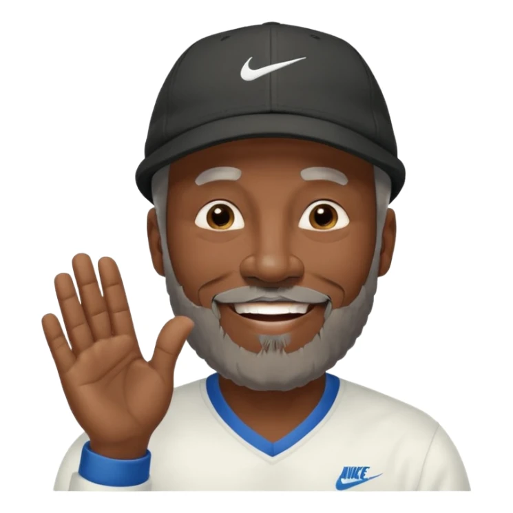 OLDER BLACK MAN WITH LOW CUT BEARD AND A NIKE HAT SAYING WHO CARES?! MOTIONING HANDS  sticker