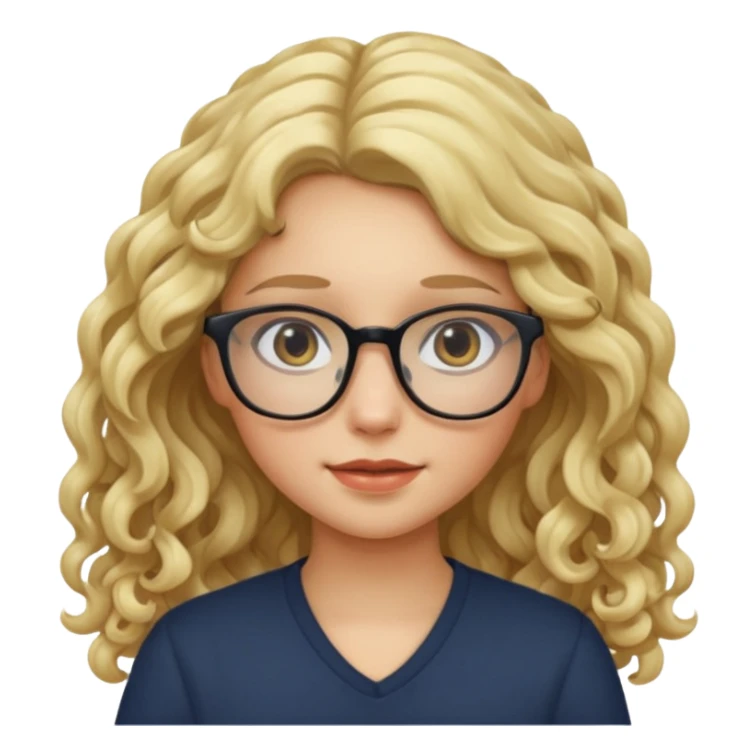 blond girl with glasses long curly hair sticker