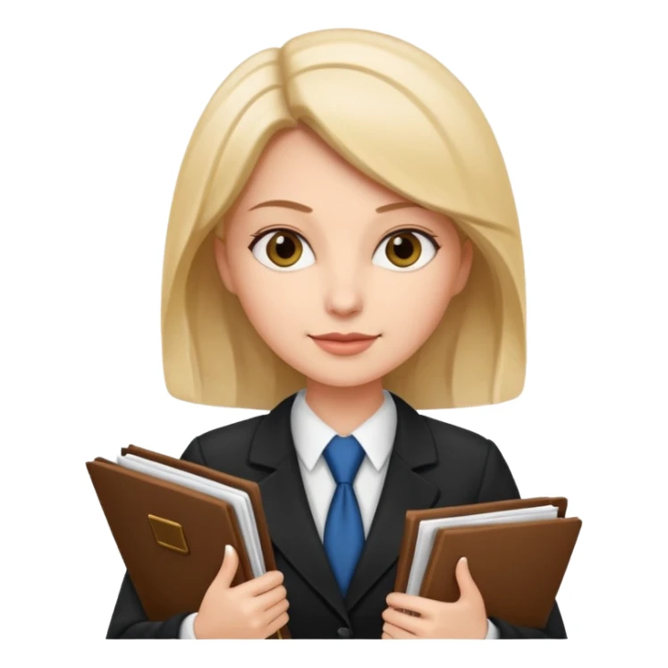 lawyer woman, professional attire, holding legal documents, confident expression sticker