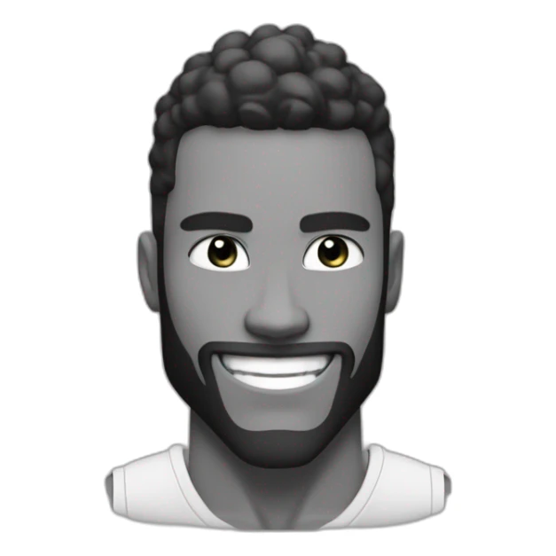 Giga Chad smiling black and white musculation meme a little from profile and with short hairs sticker