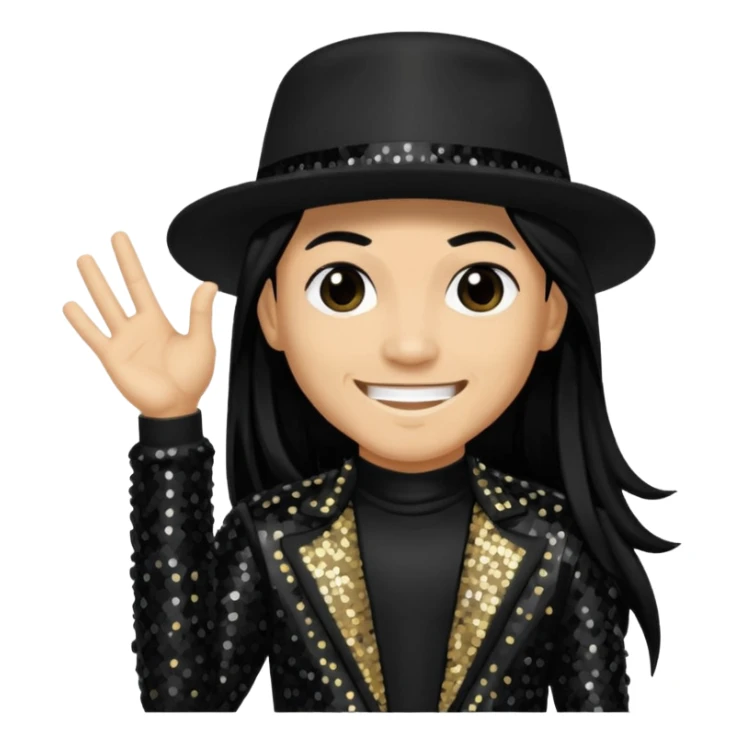 Taboo from Black Eyed Peas with long black hair, black sequin outfit  sticker