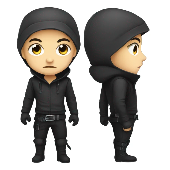 Create a emoji of a thief in chibi style sticker