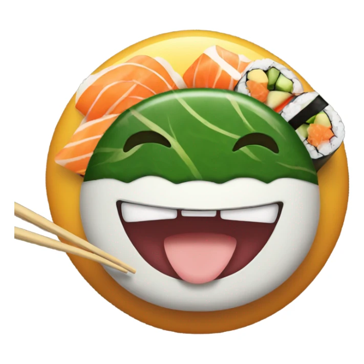 Happy face, eating sushi sticker