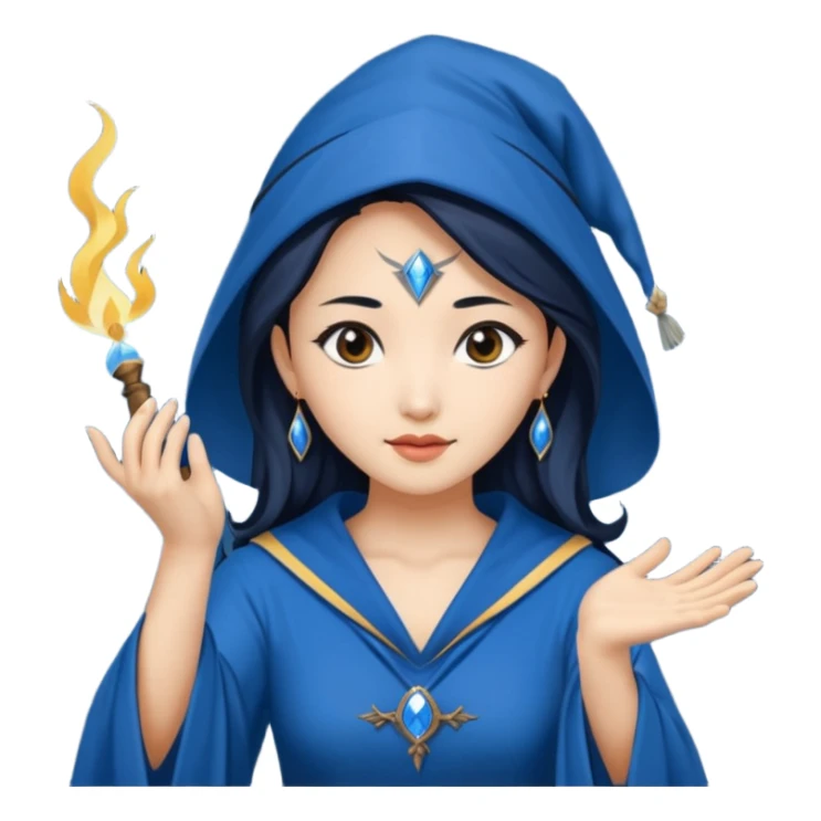 Sexy Asian Ravenclaw priestess casting a spell sticker