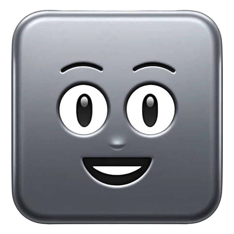 compact square scrub pad with dense textured metallic surface in dark silver tones, tightly woven mesh, slightly coarse matte finish, heavy-duty scouring, apple emoji style, soft lighting, subtle shadows, emoji scale sticker