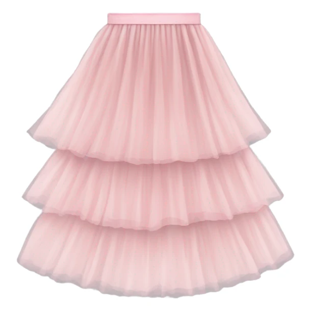 Long soft pink tiered tulle skirt, isolated sticker