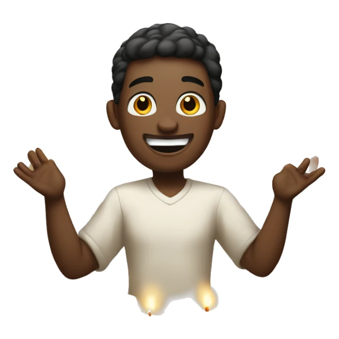 white skin man rejoices around candles burning sticker