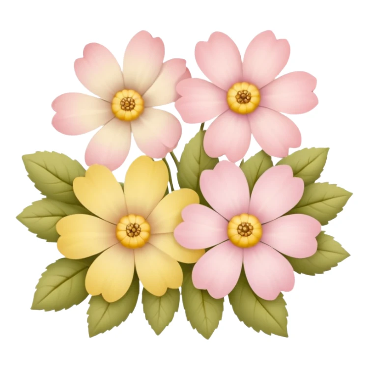flowers in soft pink, beige and yellow pastel colors sticker