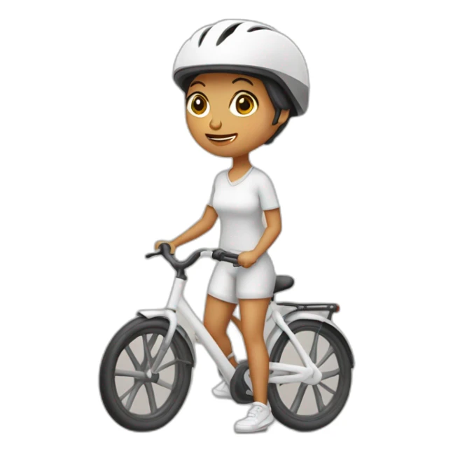 mujer con el pelo color blanco cayéndose de una bicicleta sticker