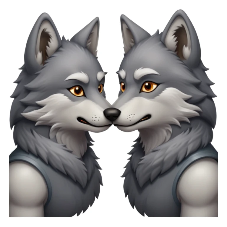 anthropomorphic male wolfs kissing  sticker