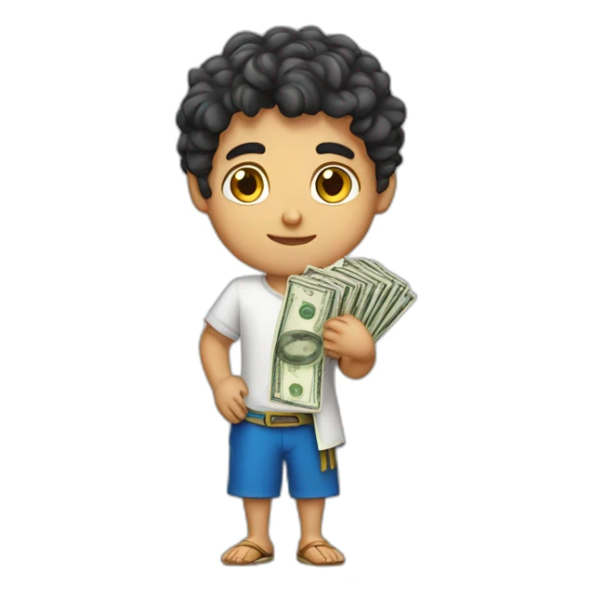 A serious Greek boy counting money  sticker