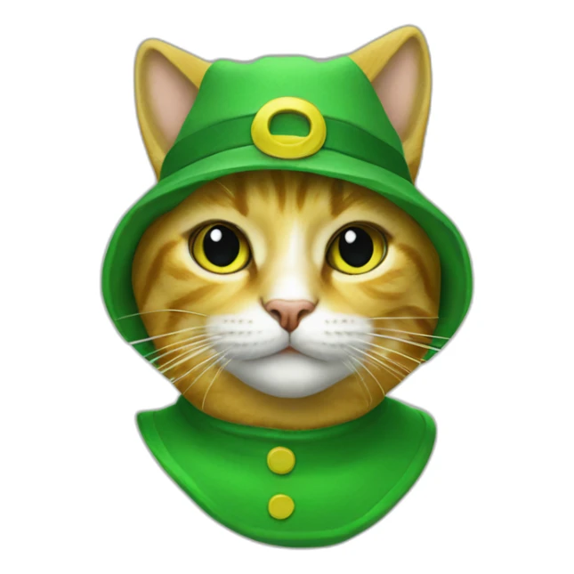 cat dressed in green costume with yellow hat The Mask 1994 sticker