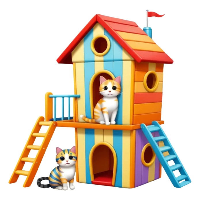 cats relaxing in a vertical playhouse sticker