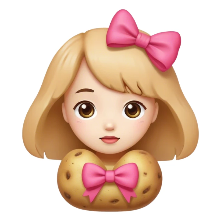meditater kawaii potato girl bow sticker