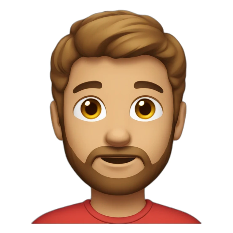 boy with red t-shirt, defined beard and brown short hair sticker