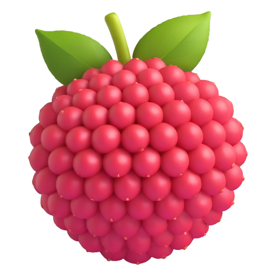 3D iOS style litchi, whole and unpeeled, bumpy red skin, subtle shadow sticker