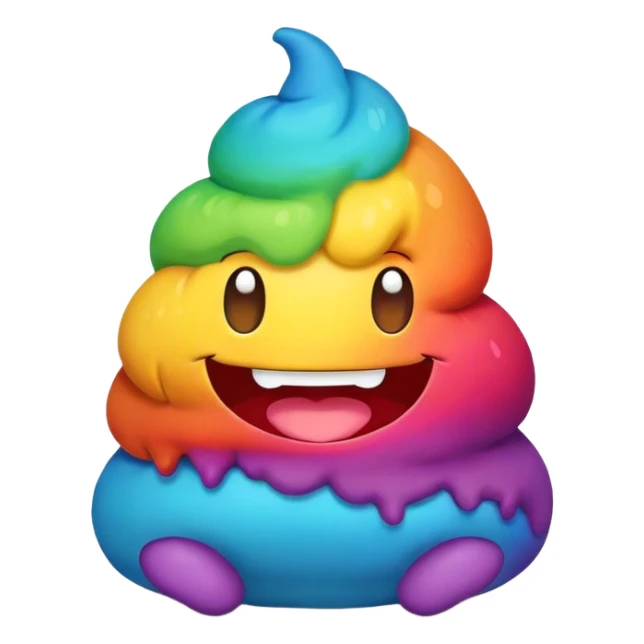 rainbow poop emoji monster sticker