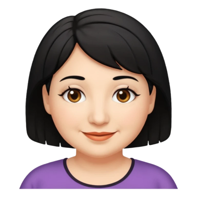 woman 60, brown eyes, very short weavy black hair, chubby sticker