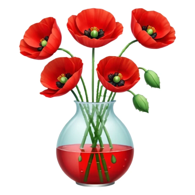 poppy flowers in a vase sticker
