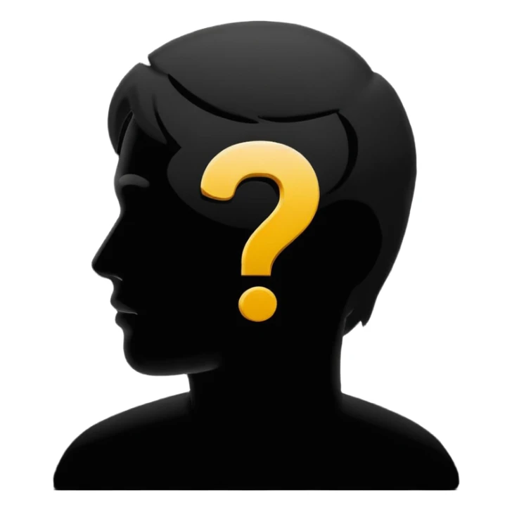 silhouette of a man with a question mark sticker