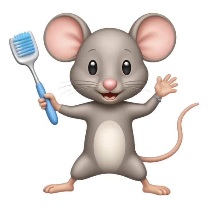 Creat an emoji for jerry jumping and holding toothbrush sticker