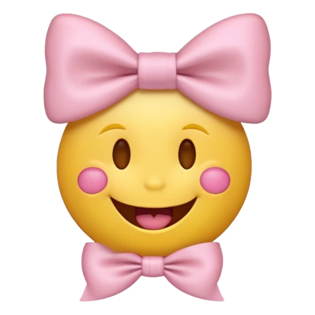 classic yellow laughing emoji with a very pretty pale pale pink bow sticker