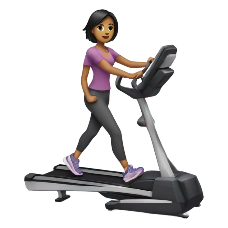 Girl with short dark hair on crosstrainer. sticker