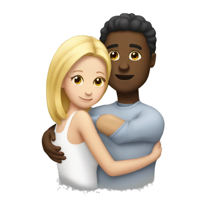 black male hugging curvy white female sticker