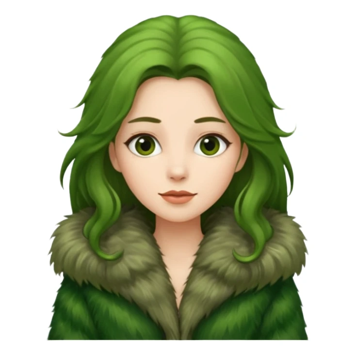 female in green fur coat sticker