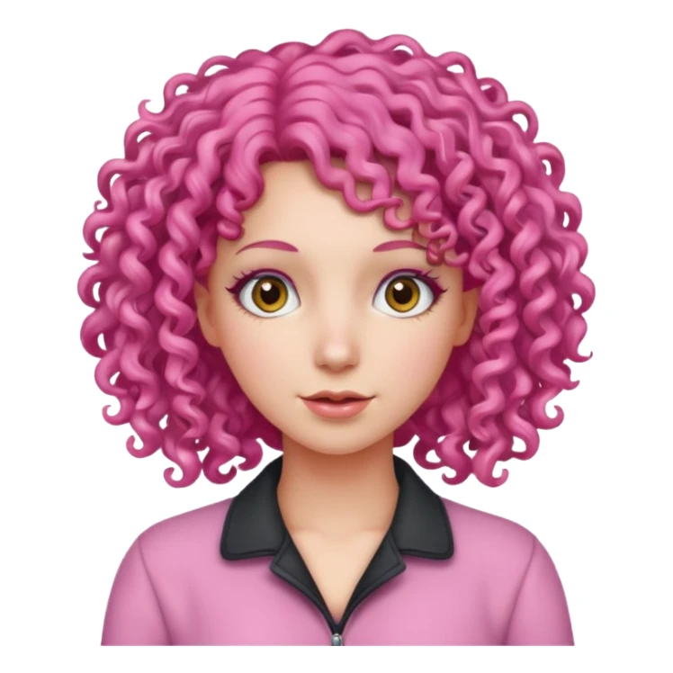 woman with pink curly hair sticker