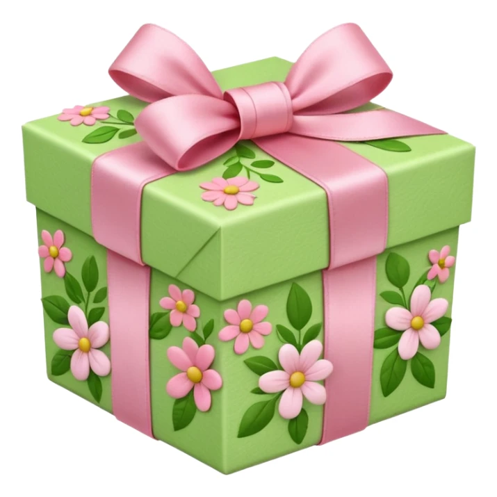 light green and light pink floral gift box sticker