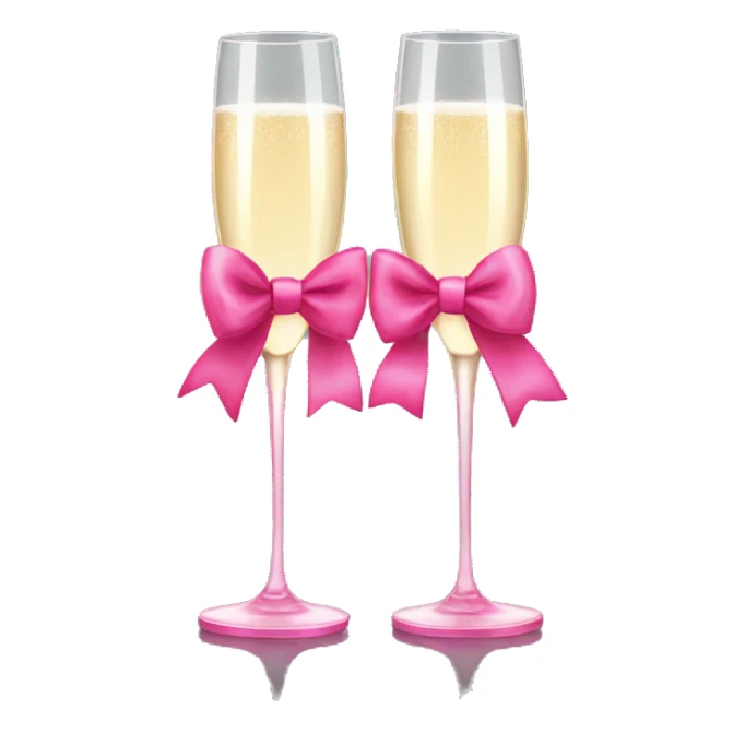 2 champagne glasses with pink bows on them sticker