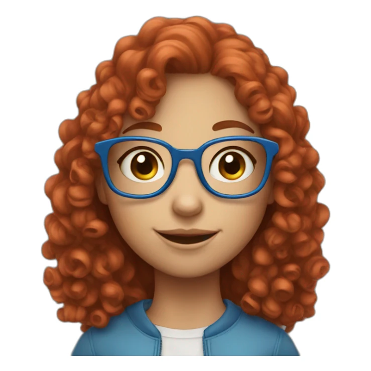 a cute girl with curly red hair and blue glasses sticker