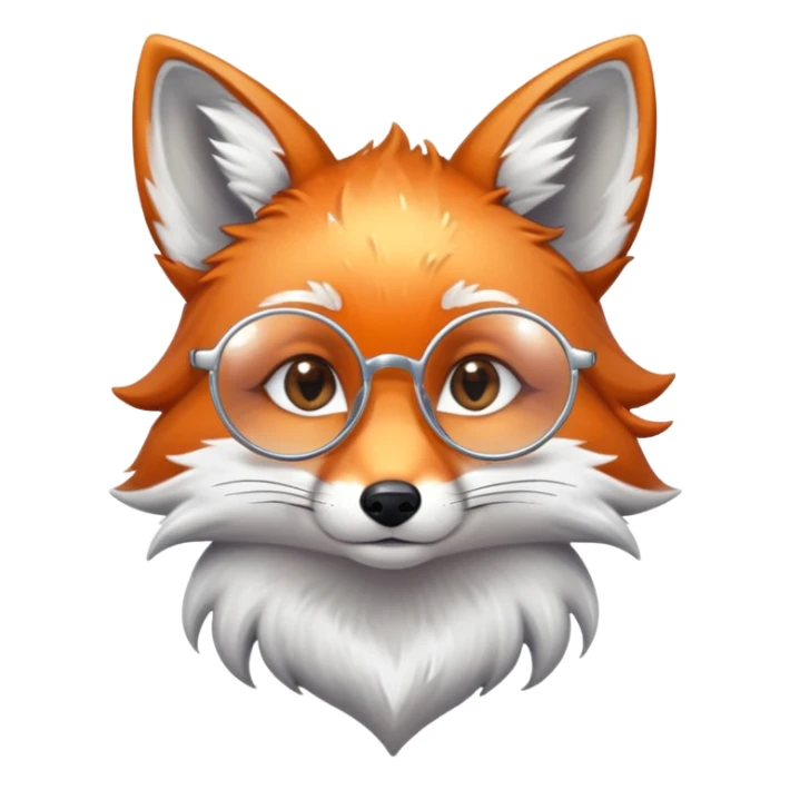A sad fox with shimmering fur, a glowing tail, a silver star on its forehead, and round glasses, with a single tear rolling down its cheek sticker