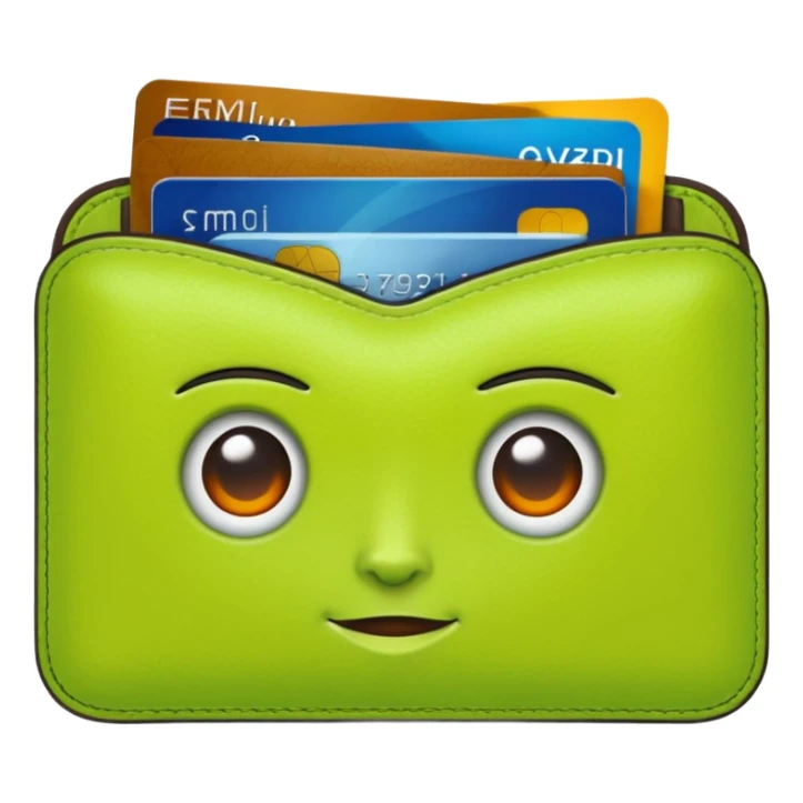 Girl’s lime green Wallet with Drivers License and Credit Card inside sticker