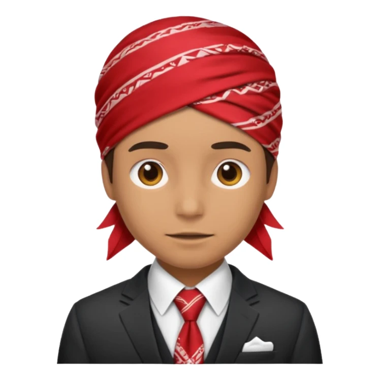Character wearing a bandana and a suit sticker