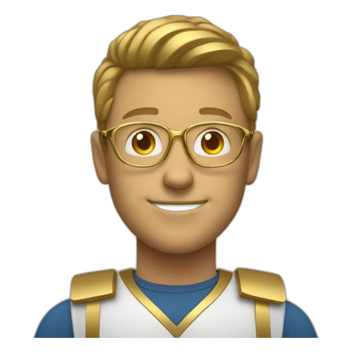 cyber security fellow with blue eyes gold color glasses border medium smile sticker