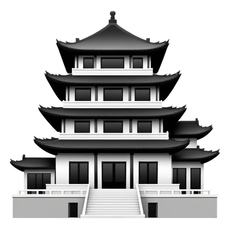 Ultra minimalist Chinese building icon, single-color silhouette, very simple outline sticker