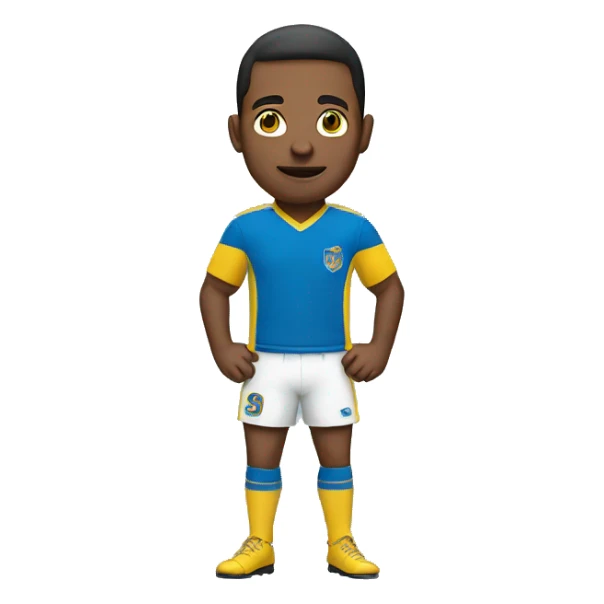 Man with blue and yellow football shirt sticker