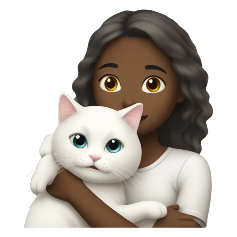 Girl hug her white cat sticker