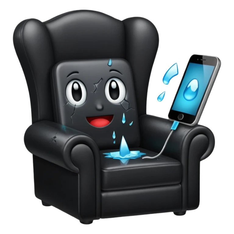 a phone in a chair looking sad and crying sticker