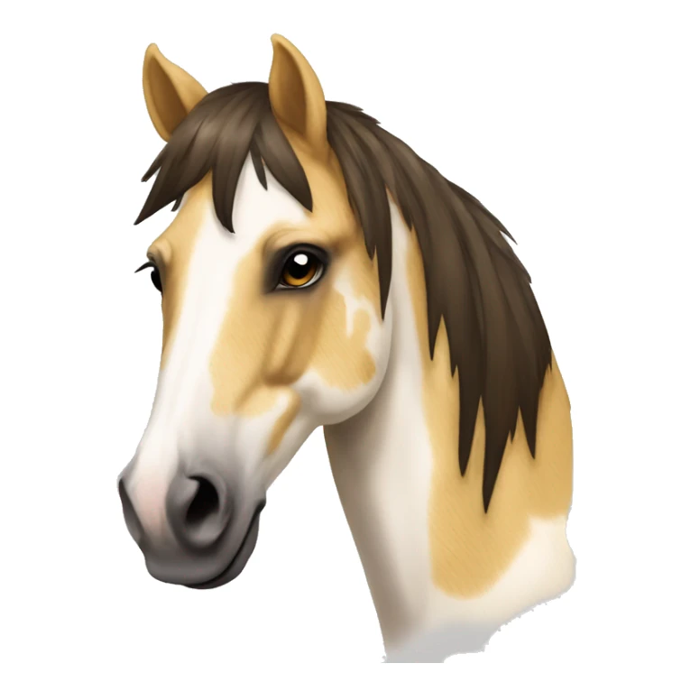 Scruffy scarred scratched Piebald tricolor palomino yellow brown horse with dark brown spots running sticker