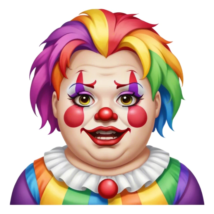 Woke overweight liberal crying with rainbow hair and clown makeup sticker