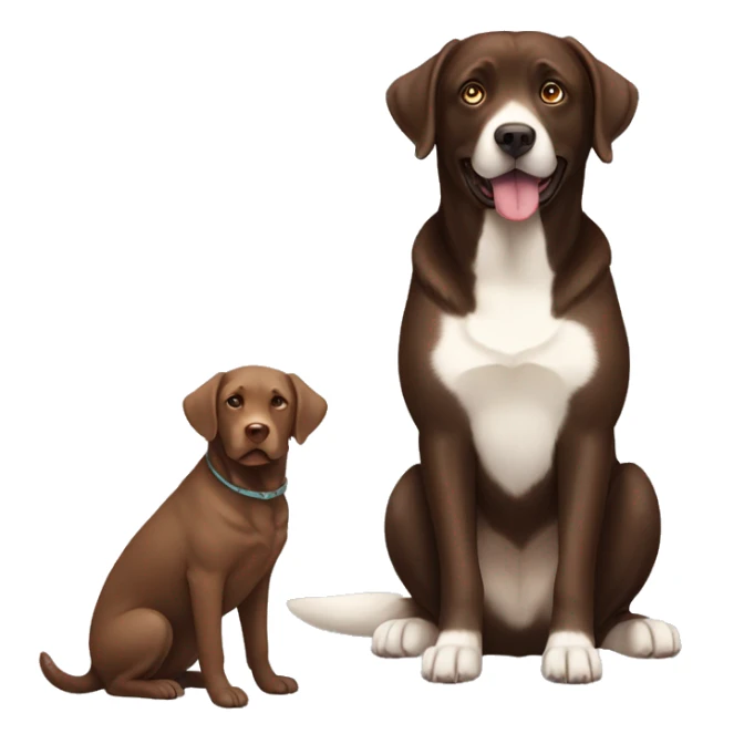 a full body sitting chocolate labrador, and a full body sitting tan, cream, white husky sticker