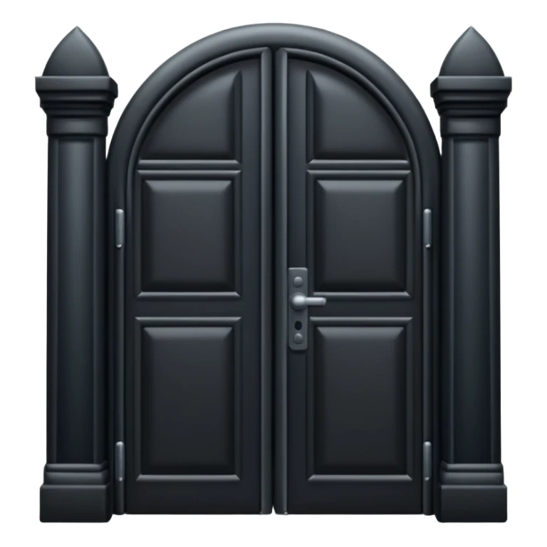 iOS emoji, minimal dark gate, sealed door, flat design sticker